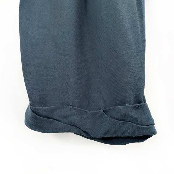 Wilfred Gray Blue Drawstring Waistband Silk Trimmed Wide Leg Loose Fit Pants - Picture 3 of 8